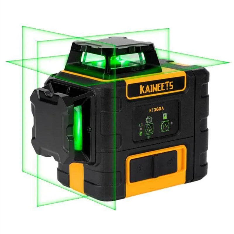 EU Direct KAIWEETS KT360A 3x360 Green Line Laser Level with Rechargeable Battery 196ft Distance IP54 Waterproof Best for Outdoor Measurement