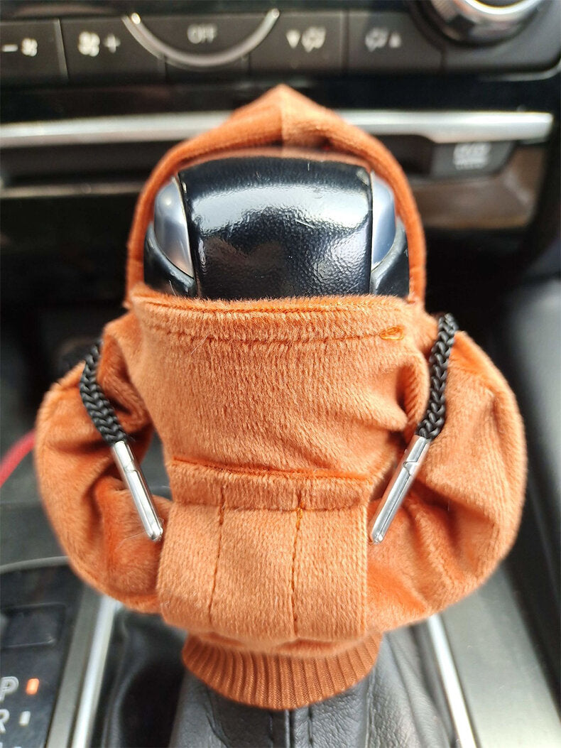 Car Gear Shift Cover Mini Hoodie Shift Knob Cover Fashionable Mini Hooded Sports Shirt Manual Handle Winter Warm Gear Knob Universal Car Decor Accessories