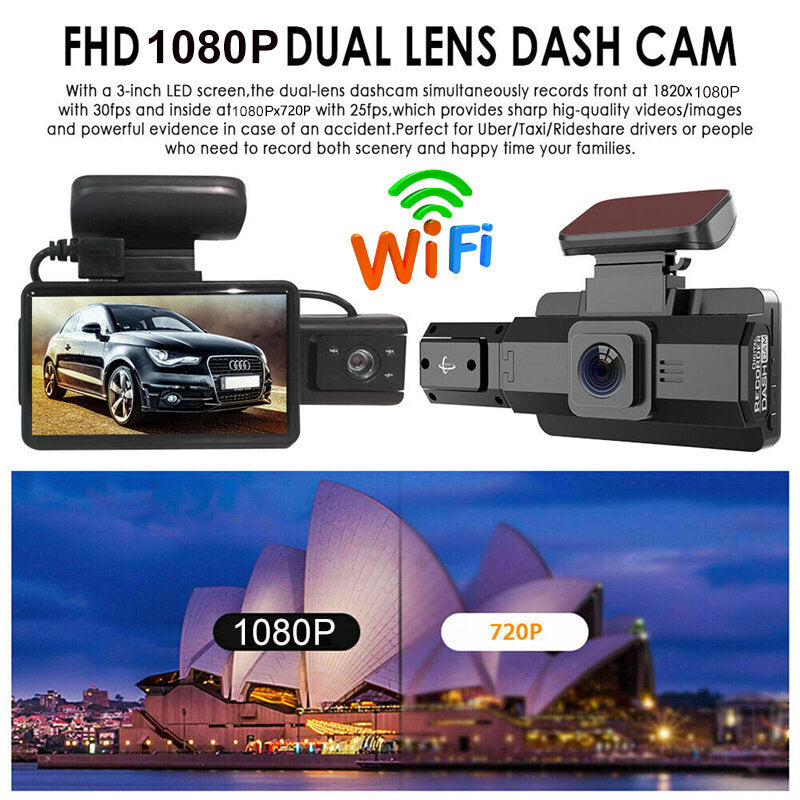 A88 3inch 130W Car Dash Cam 1080P HD Camera Motion Detection Parking Monitoring Car DVR