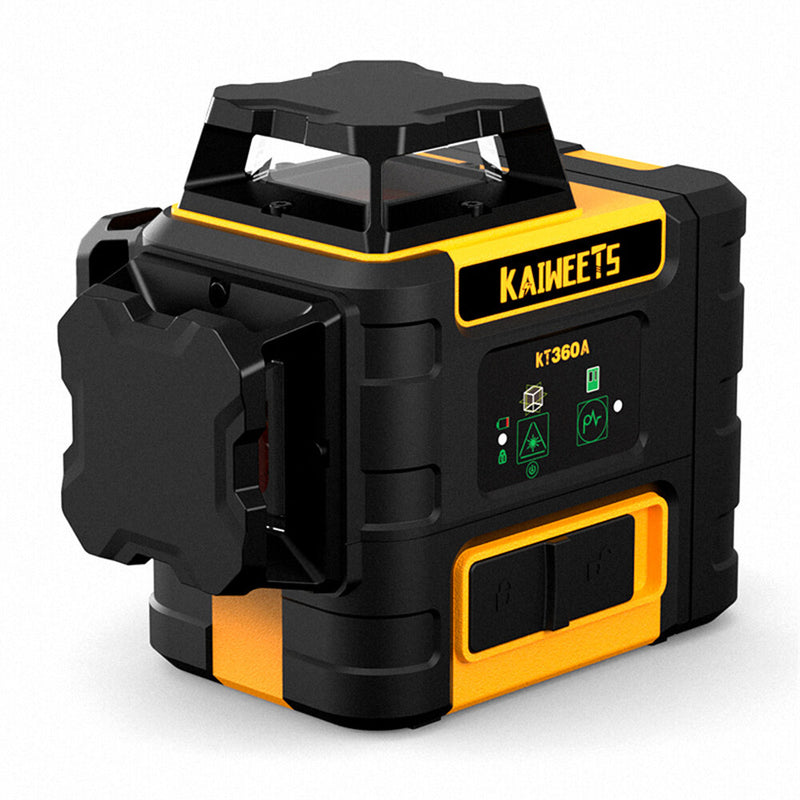 EU Direct KAIWEETS KT360A 3x360 Green Line Laser Level with Rechargeable Battery 196ft Distance IP54 Waterproof Best for Outdoor Measurement