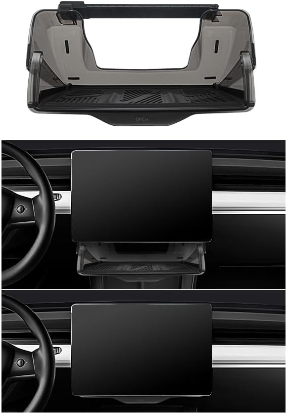 CLOUDMALL for Tesla Model 3/Y Under Screen Storage, Hidden Storage Tray Compatible for 2016-2024 Model Y Model 3 Accessories, Hidden Privacy, Space Saver, 1PC