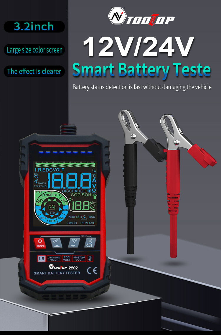 Battery Tester 3.2-inch Color Screen Automatically Recognizes Voltage