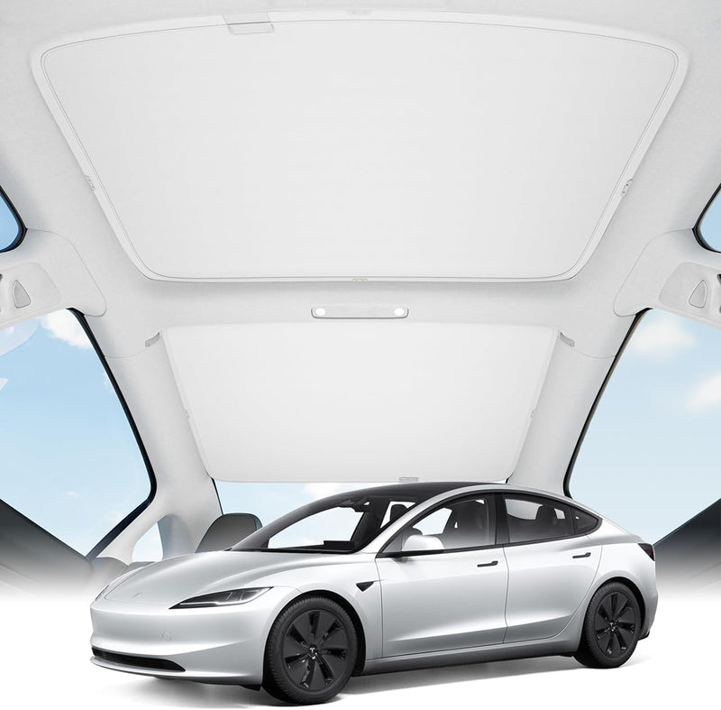 Upgrade Accessories Tesla Model 3 Sunshade Sunroof [OEM-Designed, Blocks 99% UV] Foldable Sunshade with Storage Bag, Light-Tight and Never Sag, for Tesla Model 3 2020~2023 - Gray