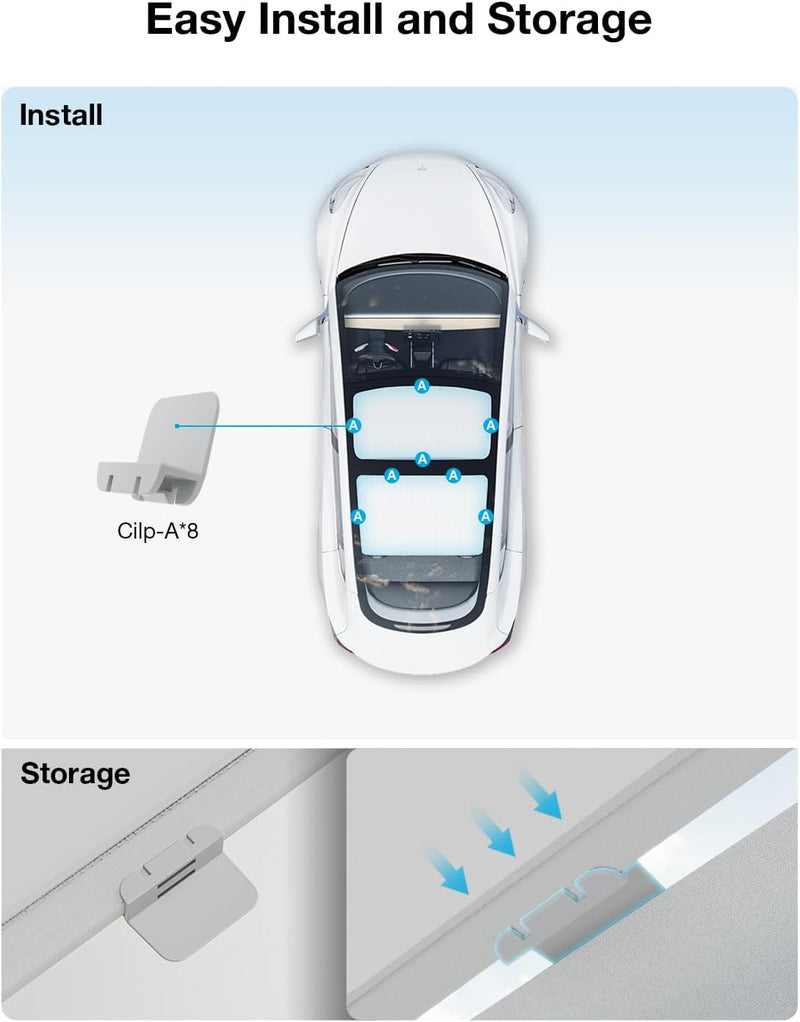 Upgrade Accessories Tesla Model 3 Sunshade Sunroof [OEM-Designed, Blocks 99% UV] Foldable Sunshade with Storage Bag, Light-Tight and Never Sag, for Tesla Model 3 2020~2023 - Gray