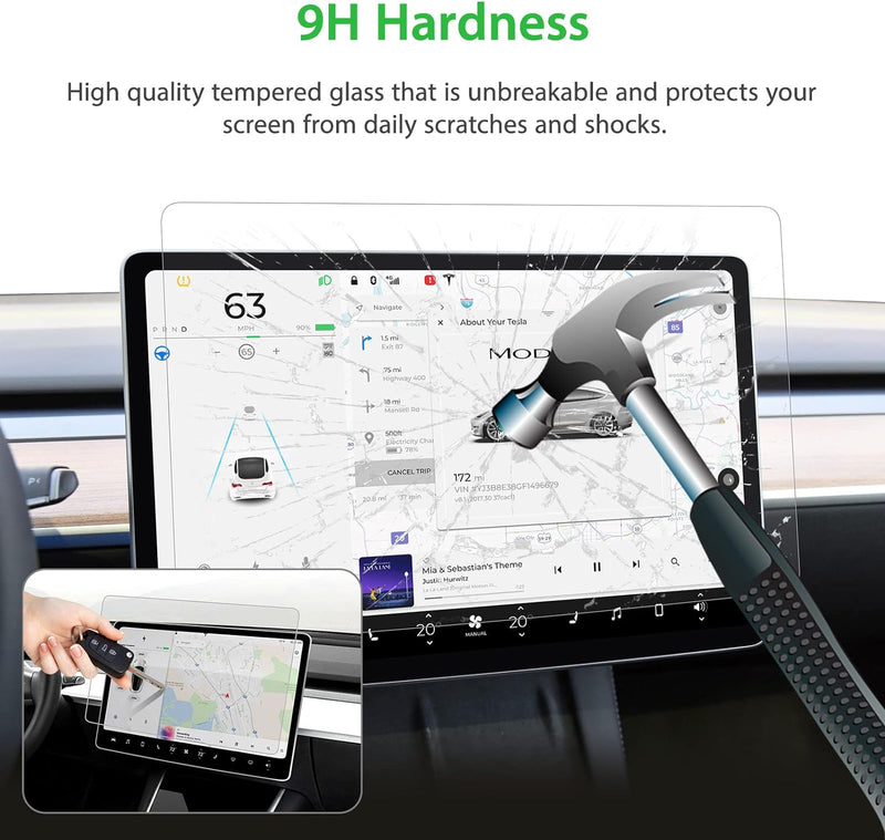 Bioton Silkfeel Glass Screen Protector designed for Tesla Model 3 / Y Center Control Touchscreen [Automatic Alignment] [Anti Glare] [9H Hardness]