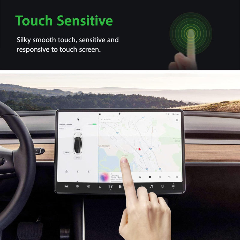 Bioton Silkfeel Glass Screen Protector designed for Tesla Model 3 / Y Center Control Touchscreen [Automatic Alignment] [Anti Glare] [9H Hardness]