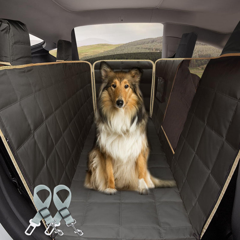 Lassie Dog Hammock for Car, Compatible with 2020-2024 Tesla Model Y Dog Seat Covers,Dog Car Seat Cover for Back Seat with 4 Headrests and 2 Seat Belts, 100% Waterproof Pet Seat Protector for Dogs