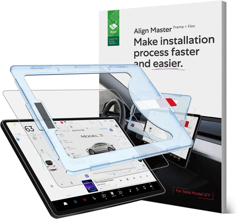 Bioton Silkfeel Glass Screen Protector designed for Tesla Model 3 / Y Center Control Touchscreen [Automatic Alignment] [Anti Glare] [9H Hardness]