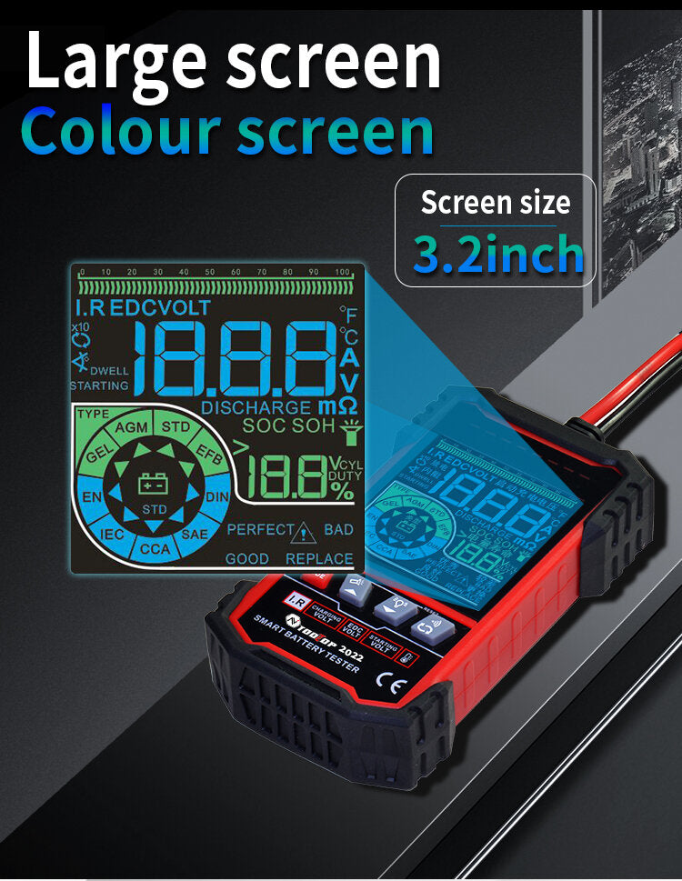 Battery Tester 3.2-inch Color Screen Automatically Recognizes Voltage