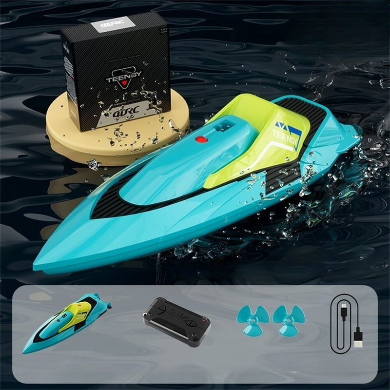 4DRC S5 RTR 2.4G RC Boat Mini Speedboat Dual Motors One-Key Capsized Reset Waterproof LED Light Racing Remote Control Stunt Vehicles Models Twin Propeller Toys