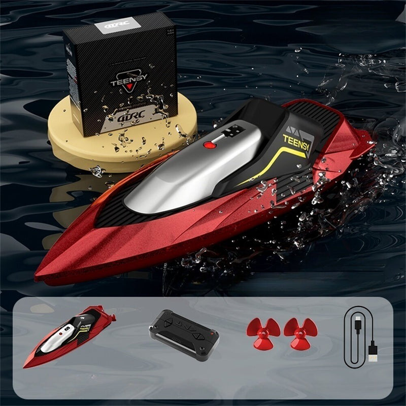 4DRC S5 RTR 2.4G RC Boat Mini Speedboat Dual Motors One-Key Capsized Reset Waterproof LED Light Racing Remote Control Stunt Vehicles Models Twin Propeller Toys