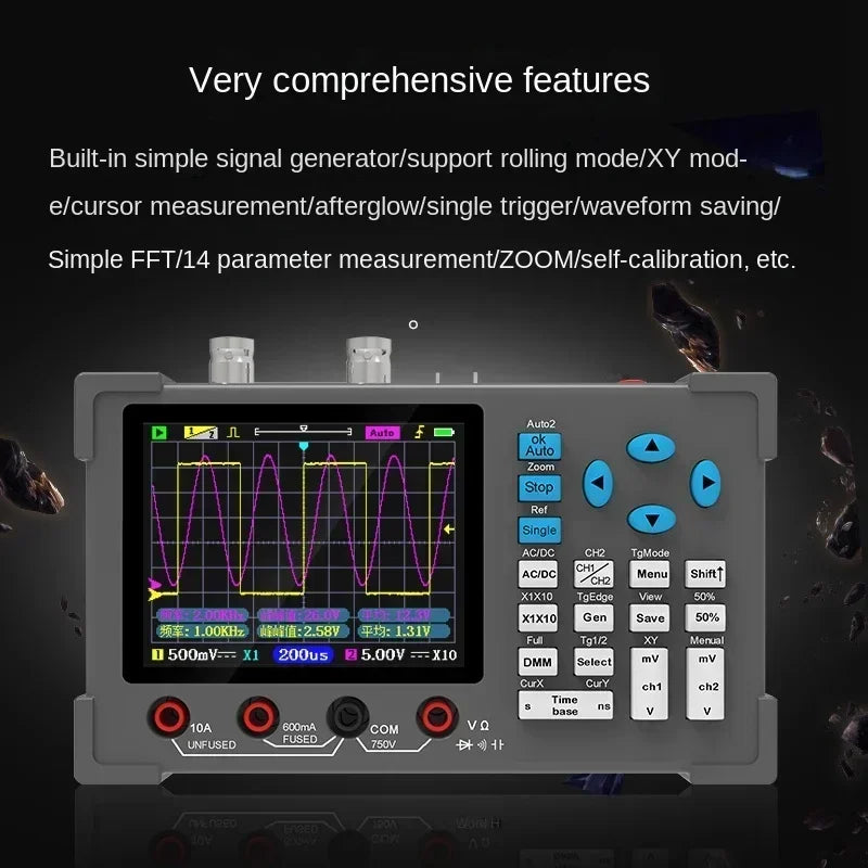 DSO3D12 3 in 1 Digital Oscilloscope Dual Channels 120Mhz Bandwidth Portable Osiclloscopes  +Waveform Generator+ Multimeter