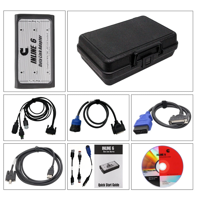 For Commins Inline 6 Data Link Adapter Heavy Duty Truck Diagnostic Tool Complete OBD2 Scanner V7.6.2 with Keygen