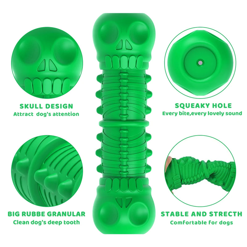 Green Natural Rubber Bite-resistant Bone Molar Rod Pet Toy Rugby Interactive Training Puppies Molar Method Dog Chewing Toy