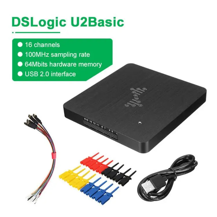 HAMGEEK DSLogic U2Basic/Plus 16CH Logic Analyzer 100MHz/400Mhz Sampling Rate Hardware Memory Debugging For Windows/MacOS/Linux