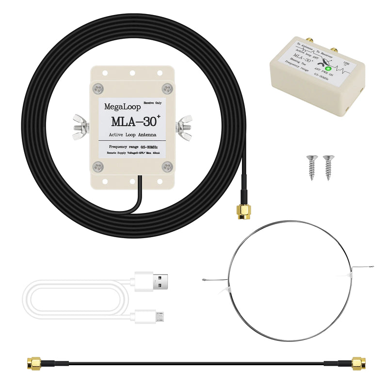 HAMGEEK New MLA-30+ plus 0.5-30MHz Ring Active Receive Antenna SDR Loop Low Noise Medium Short Wave Radio Short MLA30