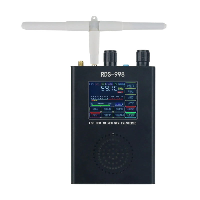 HAMGEEK RDS-998 FM MW LW SW SSB Radio Receiver USB LSB BFO Ham Radio Receiver Color Touch Screen with Medium wave antenna