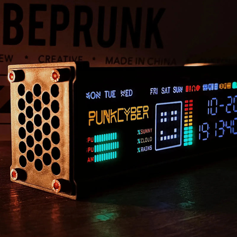 HAMGEEK WFD Retro Electronic Tube Clock Pseudo-Fluorescent Matrix Cyberpunk Spectrum Function Desktop Decorations