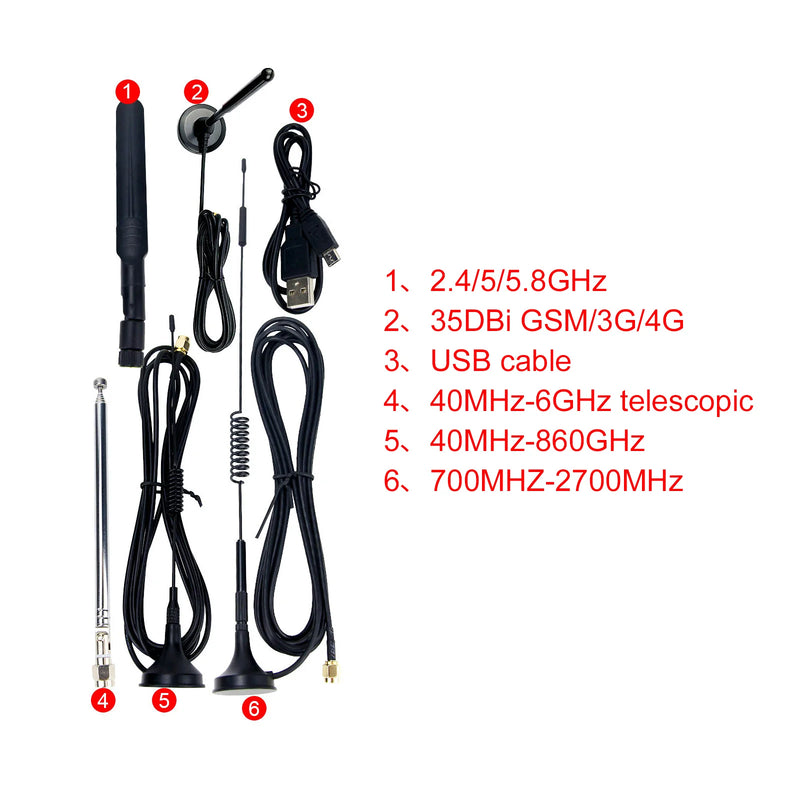 HamGeek 5PCS Hackrf One Antennas and 1 USB Cable can be Used for Hackrf One SDR Radio Receiver Ham Radio