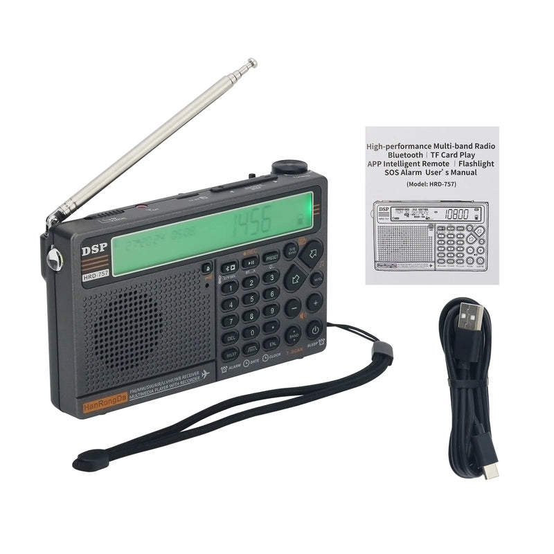 HamGeek HRD-757 Backlight High Performance Multi-band Radio AM/FM/SW APP Smart Remote Control Bluetooth SOS Alarming