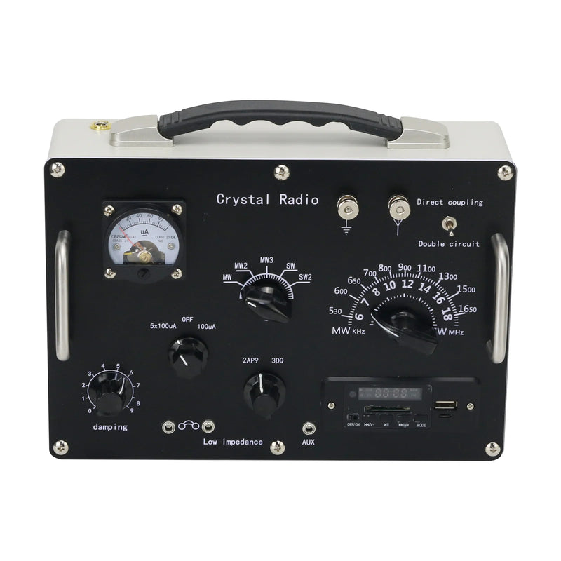 HamGeek High Quality Crystal Radio Medium Wave and Shortwave Retro Crystal Radio with FM Radio and MP3 Music Player Module