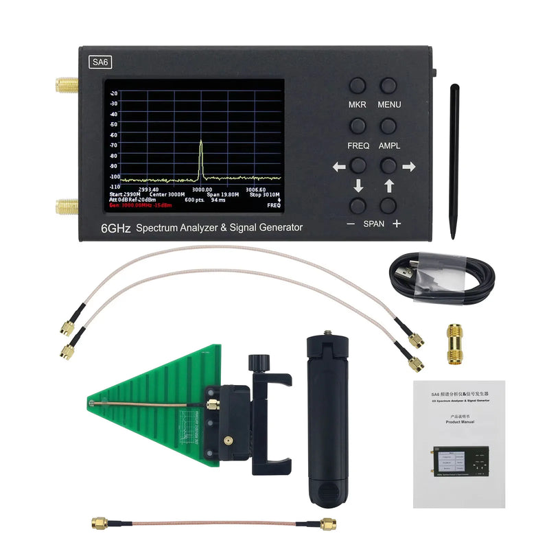 HamGeek Original SA6 35-6200MHz Spectrum Analyzer Signal Generator RF Signal Source Wi-Fi 3G 4G LTE CDMA GSM Beidou GPR GLONASS