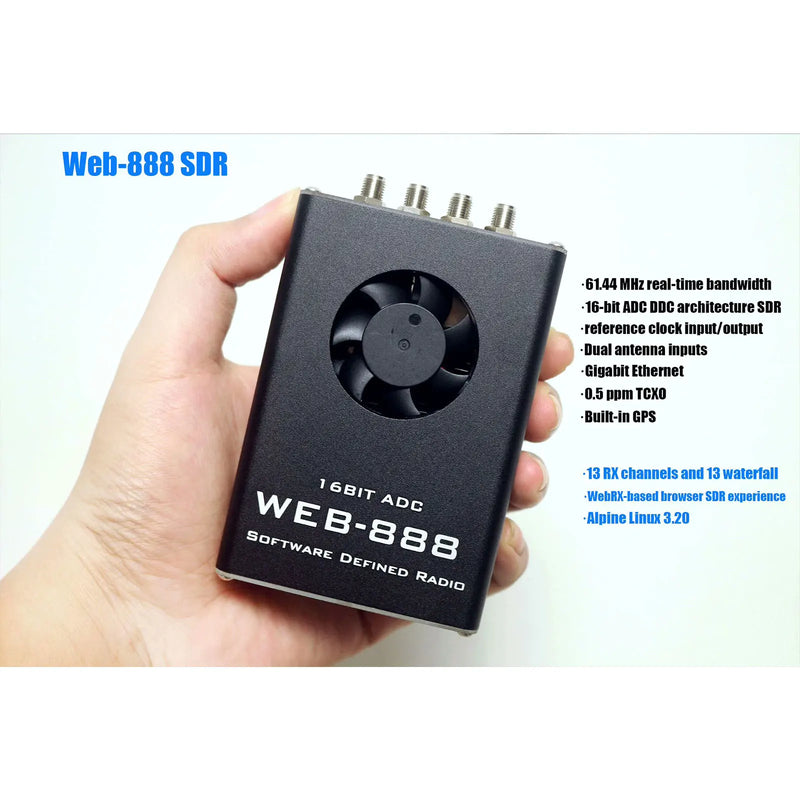 HamGeek WEB-888 SDR Receiver Software Defined Radio with 16bit ADC 62M Bandwidth GPS Module for HF VHF