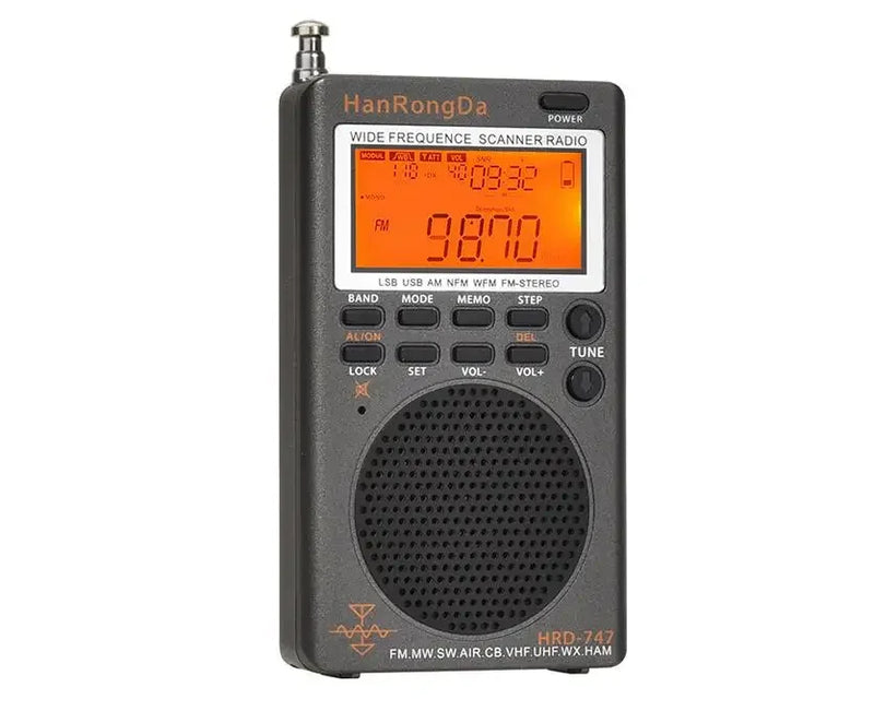 HanRongDa HRD 747 Portable Radio FM/MW/SW/SSB/LSB/AIR/CB/VHF/UHF/UBD/WX Full-Band Mini Radio Receiver Stereo