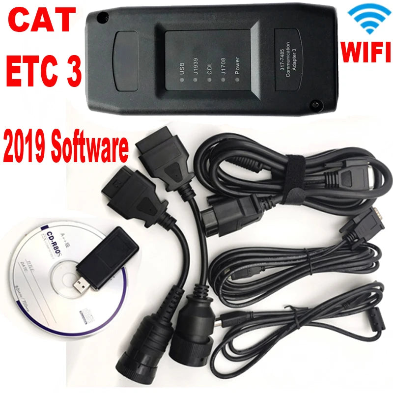 High Quality CAT ET 3 Adapter III Truck Diagnostic Tool CAT3 Communication Connection WIFI & USB ET3 Heavy Duty Scanner V2019A