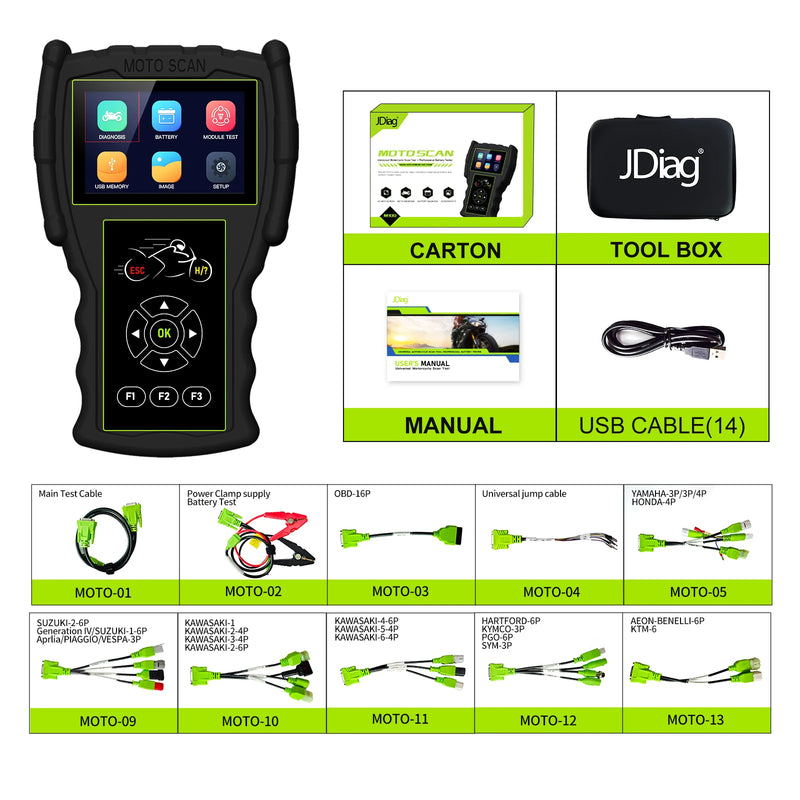 JDiag M100 Pro Motorcycle Scanner D87 D88 Function Professional Diagnostic Tool for Motorcycle Code Reader