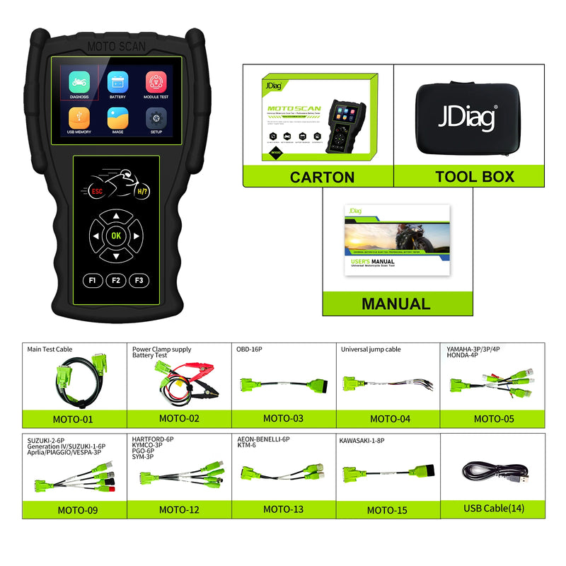 JDiag M100 Pro Motorcycle Scanner D87 D88 Function Professional Diagnostic Tool for Motorcycle Code Reader