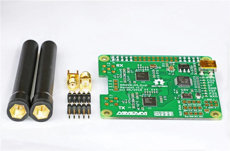 MMDVM_HS_Dual_Hat Duplex MMDVM Hotspot  UHF/VHF P25 DMR YSF NXDN Pi  + OLED solded on board + Antenna