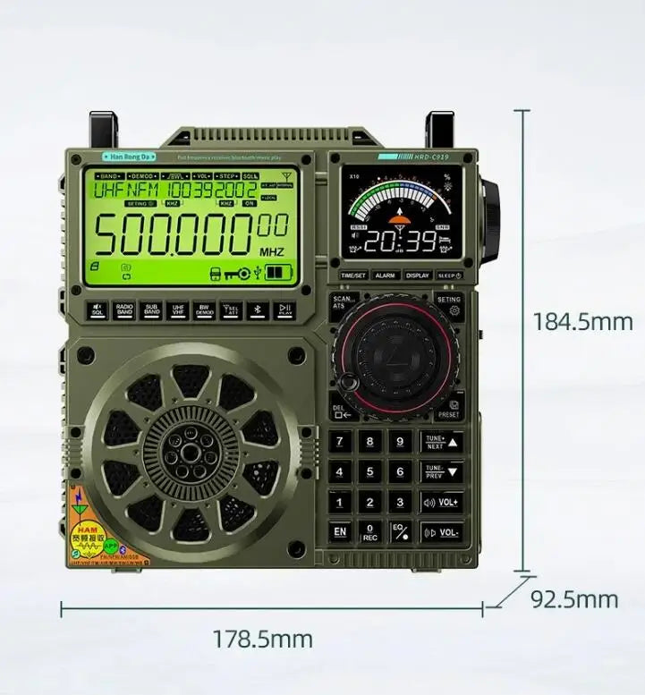 Original HRD-C919 AIR FM MW SW Shortwave VHF UHF WB Multi-band Radio Portable Aviation Band Radio Receiver 5000ma Battery