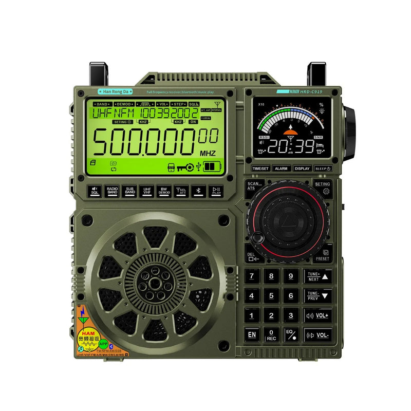 Original HRD-C919 AIR FM MW SW Shortwave VHF UHF WB Multi-band Radio Portable Aviation Band Radio Receiver 5000ma Battery