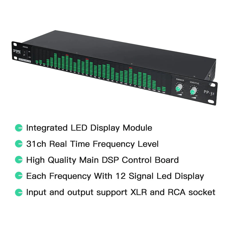 Original Taiwan BDS PP-31 Blue/Green/White Digital Audio Spectrum Analyzer Display 1U Music Spectrum VU Meter 31 Segments