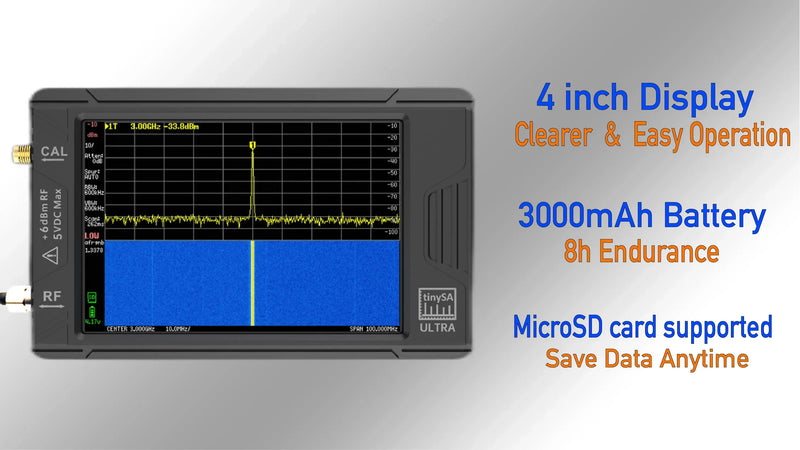 Original Tiny Spectrum Analyzer TinySA ULTRA 4" Display 100kHz To 5.3GHz With 32GB Card