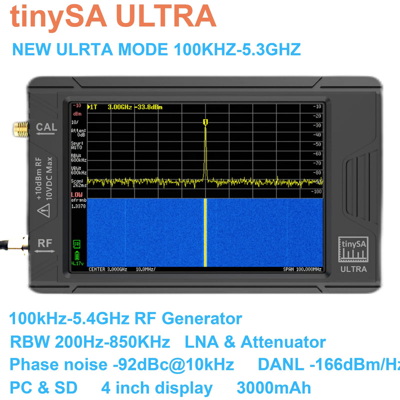 Original Tiny Spectrum Analyzer TinySA ULTRA 4" Display 100kHz To 5.3GHz With 32GB Card