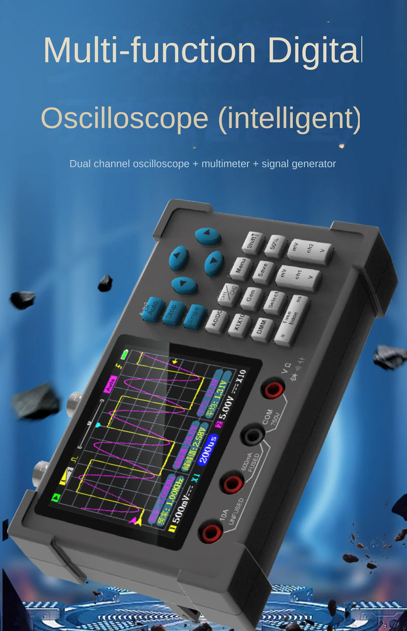 DSO3D12 3 in 1 Digital Oscilloscope Dual Channels 120Mhz Bandwidth Portable Osiclloscopes  +Waveform Generator+ Multimeter