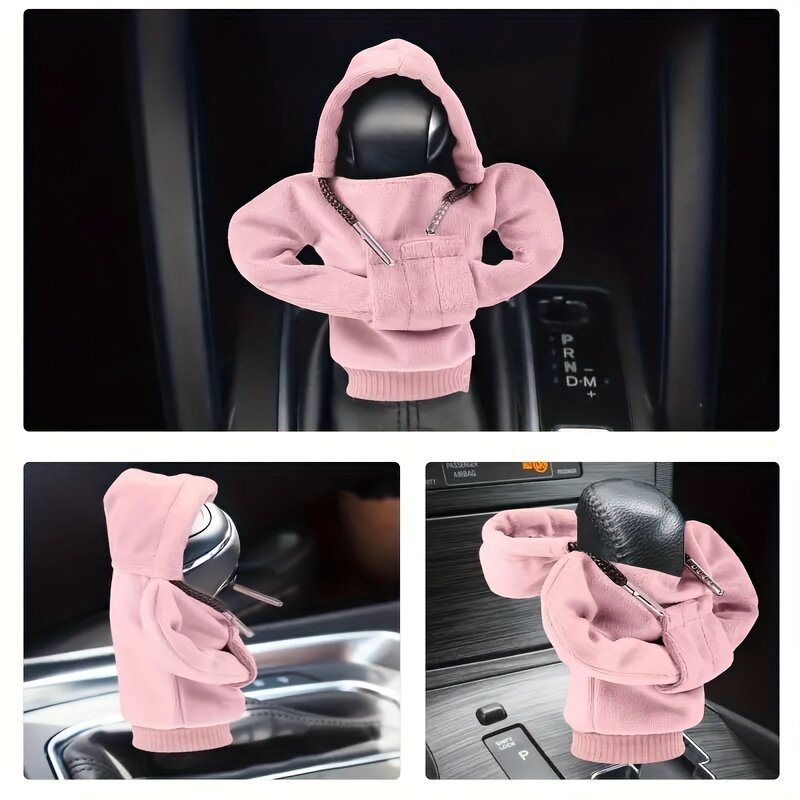 Car Gear Shift Cover Mini Hoodie Shift Knob Cover Fashionable Mini Hooded Sports Shirt Manual Handle Winter Warm Gear Knob Universal Car Decor Accessories