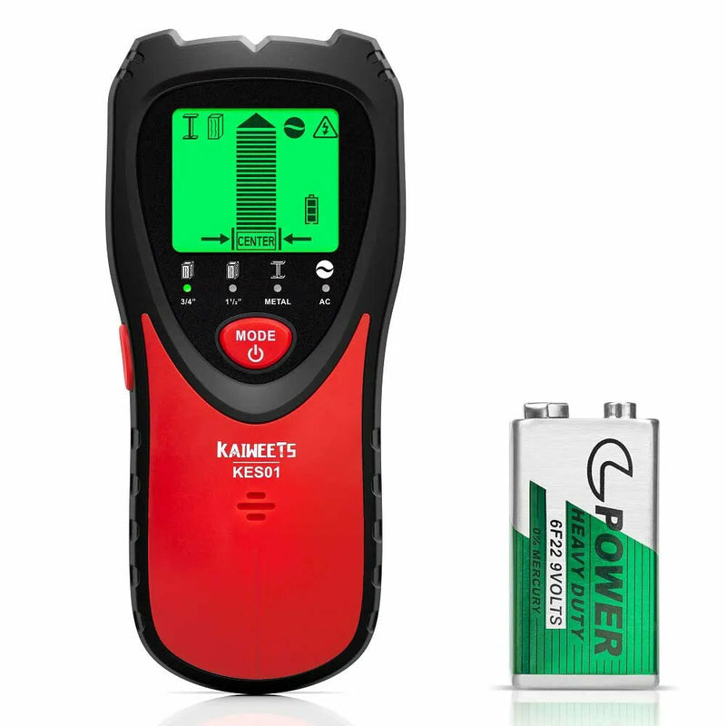 US EU Direct KAIWEETS KES01 Stud Finder Wall Scanner with Tricolor Backlight 5-in-1 Functionality for Metal Wood AC Wires Detection Safety Priority High Accuracy with Comprehensive User Manual Home Improvement Tool