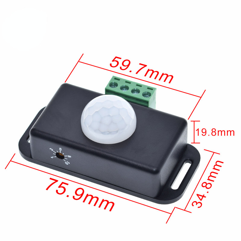 DC 12V 24V 8A Automatic Adjust PIR Motion Sensor Switch IR Infrared Detector Light Switch Module for LED Strip Light Lamp