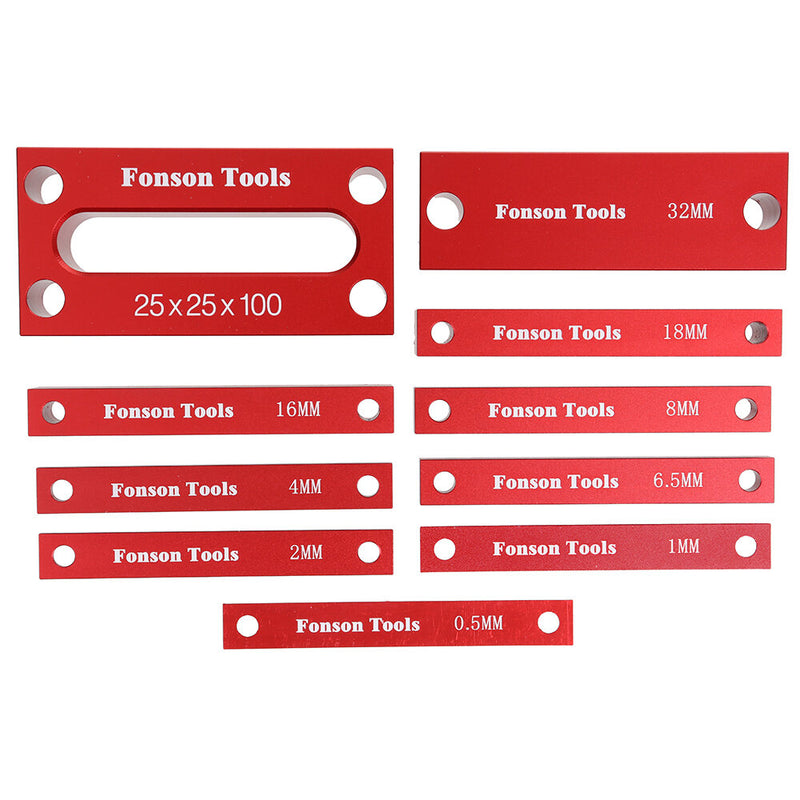 Fonson 10pcs Metric Inch Woodworking Setup Blocks Height Gauge Precision Aluminum Alloy Setup Bars for Router and Table Saw Accessories