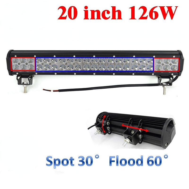 LED Light Bar 20 Inch 126W LED Work Light Spot Flood Combo Led Bar Off Road Lights Driving Lights Led Fog Light for Jeep Boat 4WD Off-road SUV UTV ATV Car 12V 24V 6500K