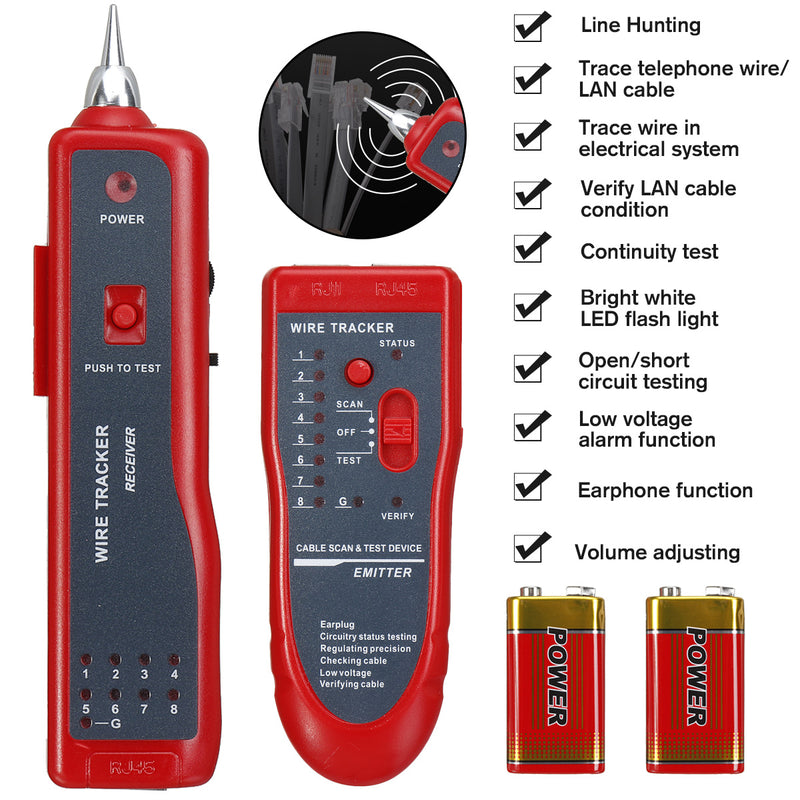 Telephone Network Cable Wire Line LAN Cable RJ45 Tracker Toner Tracer Tester