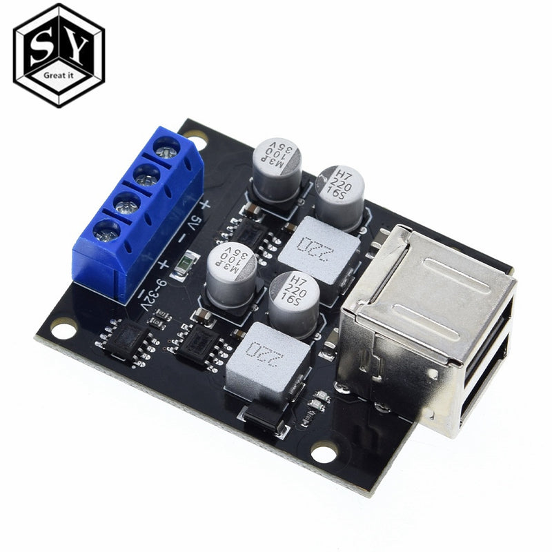 DC-DC 2 Channel Dual USB 2X3A  9V-32V 12V 24V To 5V Buck Converter Charging Step Down Module Support DCP Fast Quick Charger