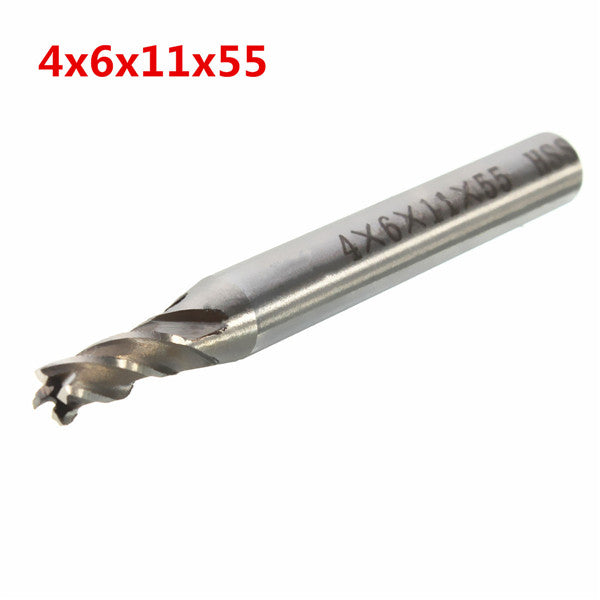 Drillpro DB-M2 5pcs 4/6/8/10/12mm 4 Flute End Mill Cutter HSS Straight Shank Drill Bits