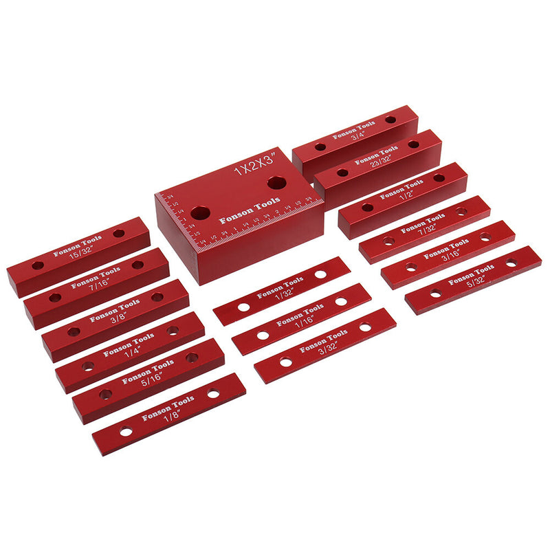 Fonson 10pcs Metric Inch Woodworking Setup Blocks Height Gauge Precision Aluminum Alloy Setup Bars for Router and Table Saw Accessories