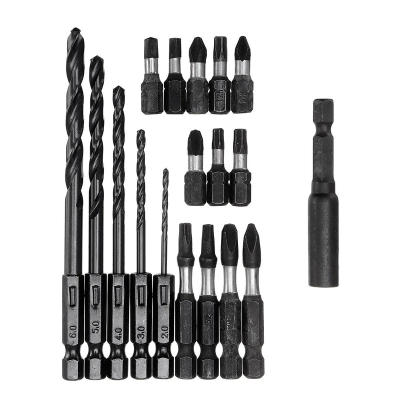 Drillpro 1/4 Inch Socket Adapter 18/42pcs Screwdriver Bits Set S2 Steel Impart Screw Driver Drill Bit for Power Tools