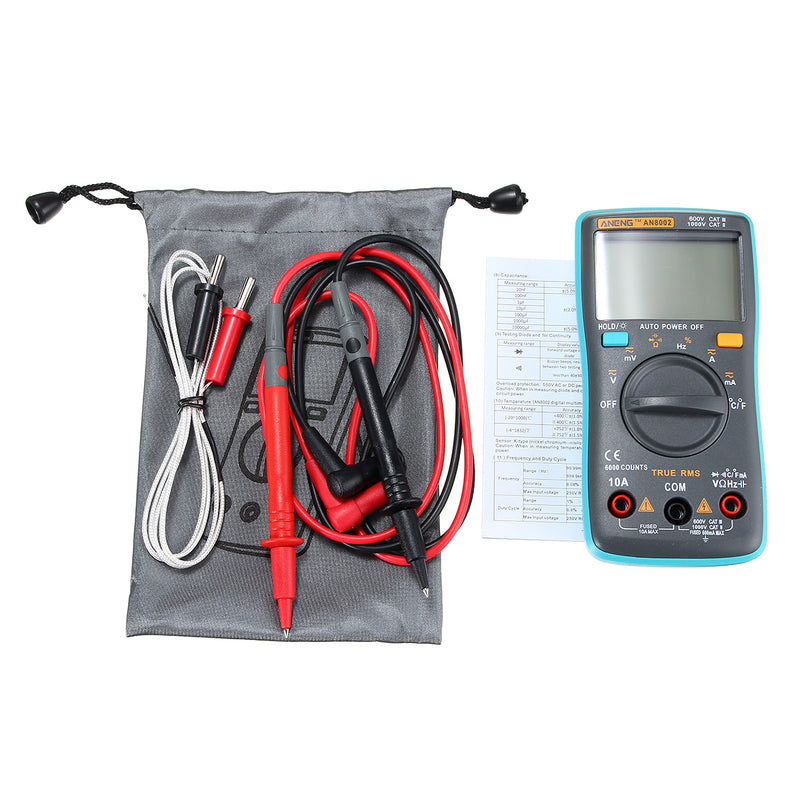 ANENG AN8002 Digital True RMS 6000 Counts Multimeter AC/DC Current Voltage Frequency Resistance Temperature Tester ℃/℉