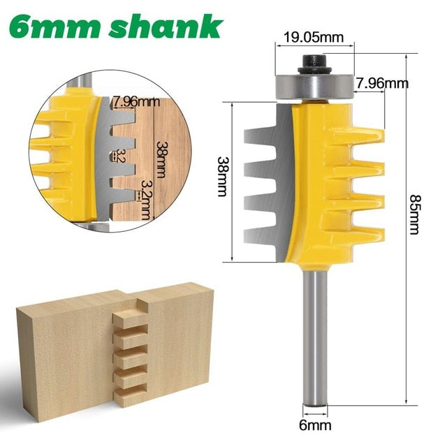8mm,6mm,1/4 inc Shank Rail Reversible Finger Joint Glue Router Bit Cone Tenon Woodwork Cutter Power Tools Wood Router Cutter